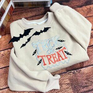 Embroidered Trick or Treat Sweatshirt, Embroidered Halloween Shirt, Halloween Wo
